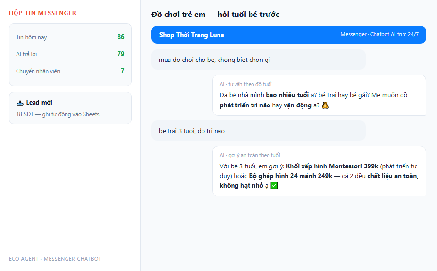 Demo chatbot Messenger do choi tre em hoi tuoi be truoc khi goi y
