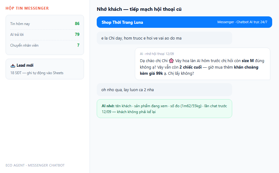 Chatbot Messenger nho khach cu tiep mach hoi thoai truoc do