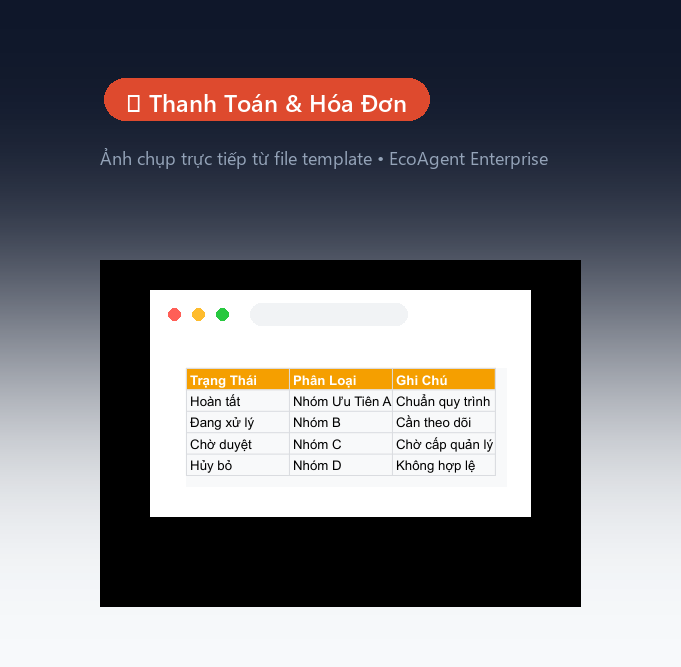 💳 Thanh Toán & Hóa Đơn — Hóa đơn theo đơn: tổng tiền, VAT, tip, phí phục vụ, phương thức (tiền mặt / thẻ / QR), thu ngân. Xuất PDF gửi khách.