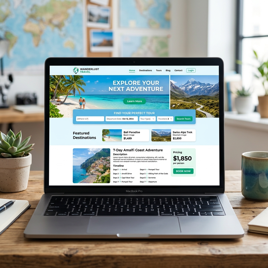 Thiết Kế Website Khách Sạn Chuyên Nghiệp, Chuẩn SEO - Giao diện Desktop thay thế (Alternative Desktop Mockup)