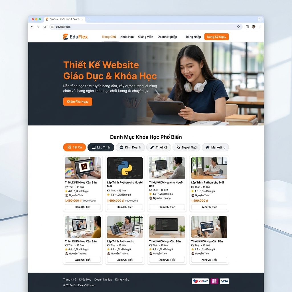 Thiết Kế Website Giáo Dục Chuyên Nghiệp Trọn Gói - Giao diện Desktop thay thế (Alternative Desktop Mockup)