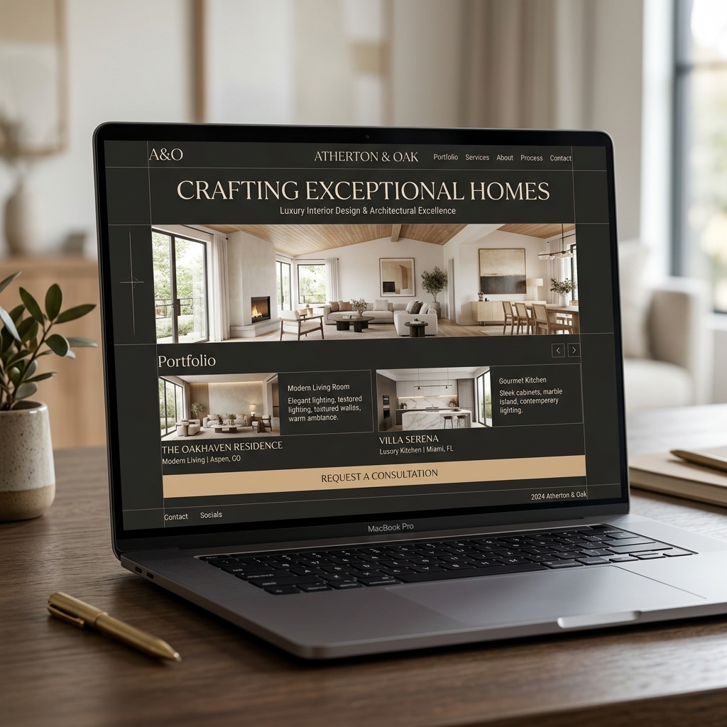 Thiết Kế Website Nội Thất &#038; Kiến Trúc Trọn Gói, Chuẩn SEO - Giao diện Desktop thay thế (Alternative Desktop Mockup)