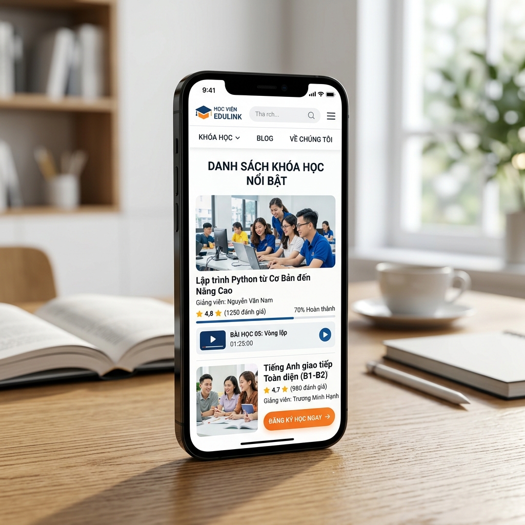 Thiết Kế Website Giáo Dục Chuyên Nghiệp Trọn Gói - Giao diện di động (Mobile Mockup)