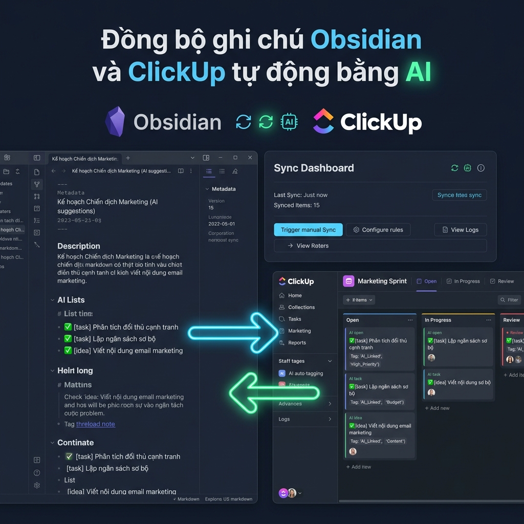 Trợ Lý Marketing Công Nghệ Đa Nhiệm (Virtual Assistant) &#8211; Eco Agent - Hệ thống đồng bộ công việc Obsidian & ClickUp