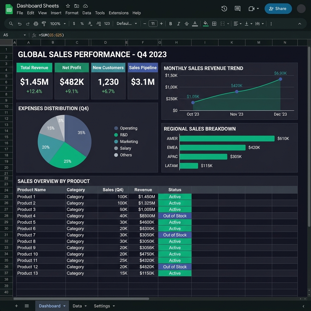 Bảng Chấm Công Google Sheet Chấm Công, Tính Lương &#038; Tiến Độ Tự Động - Báo cáo Dashboard chuyên nghiệp