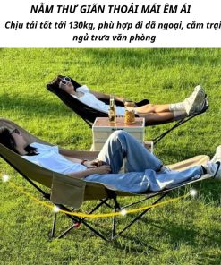 Alternative view of [SHIP HỎA TỐC HÀ NỘI ] Ghế camping, du lịch gấp gọn 3 nấc điều chỉnh độ ngả lưng, nằm bệnh viện, nằm ngủ văn phòng tiện lợi