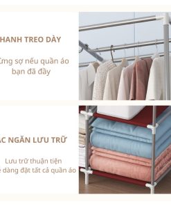 Tủ Quần Áo 3 Ngăn - Tủ vải Để Quần Áo Khung Thép Chắc Chắn Vải CANVAS Không Xù Lông Có Rèm Che BụiI 10 images upload woo2F666f064fae2ffeee46b78c0f90c84bdb