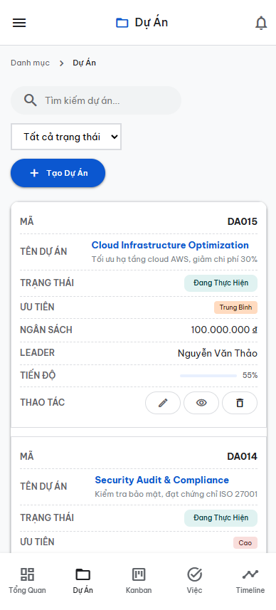 File quản lý tiến độ công việc &#038; phân công dự án