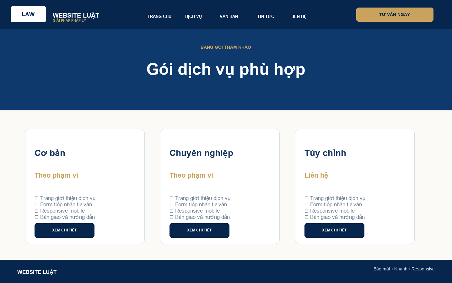 Bảng giá dịch vụ