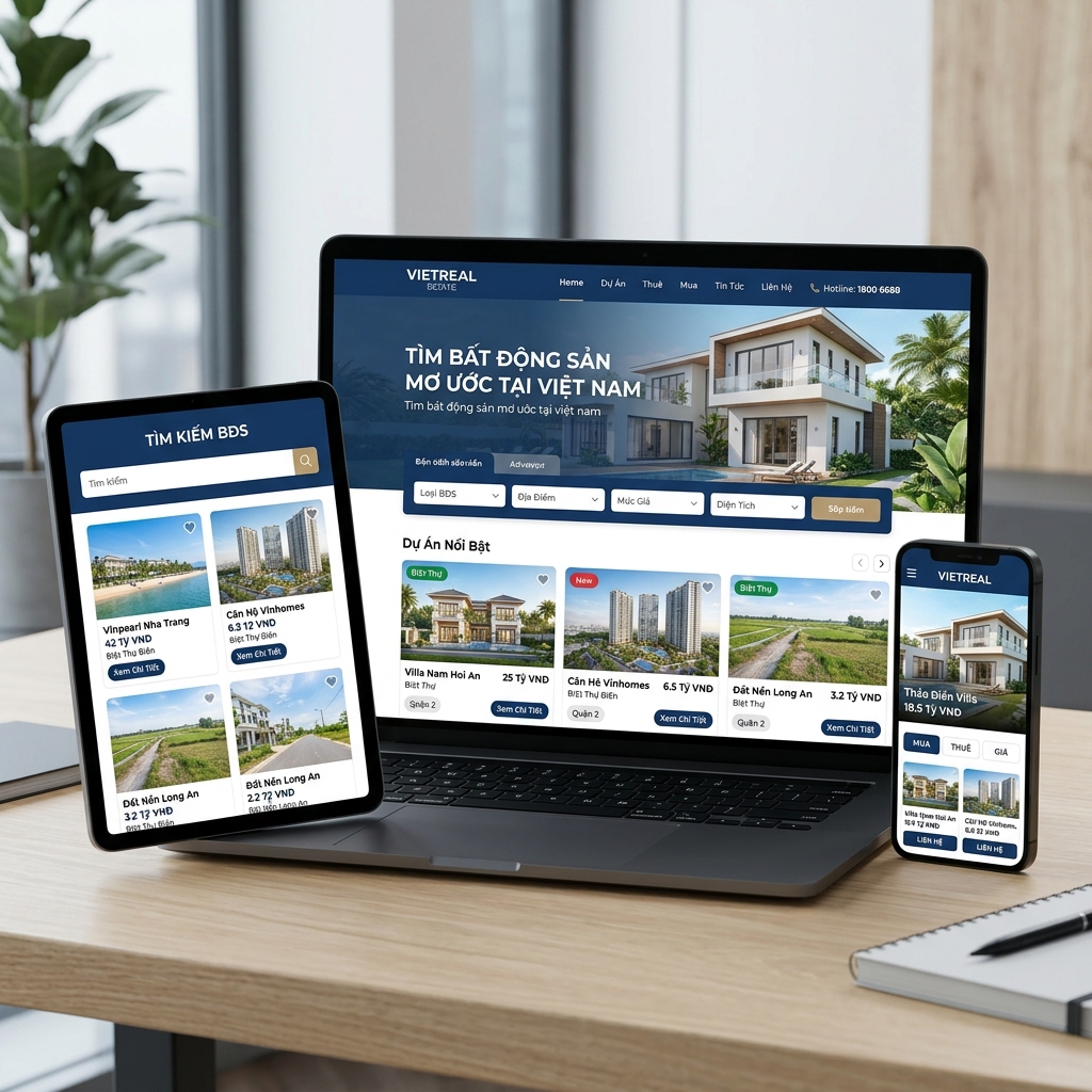 Giao diện thiết kế website Bất Động Sản