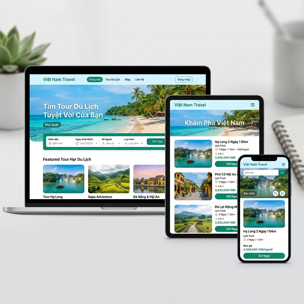 Giao diện thiết kế website Du Lịch
