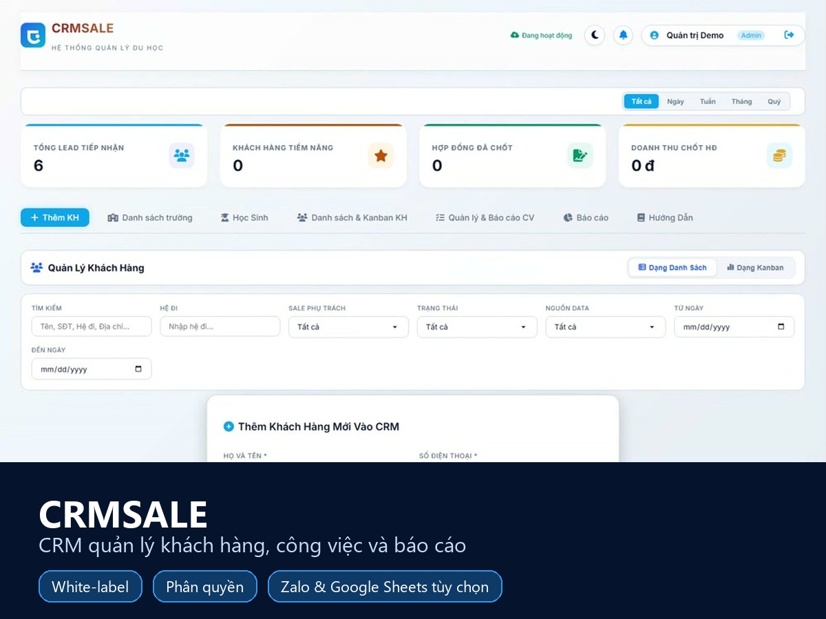 CRMSALE CRM quản lý khách hàng
