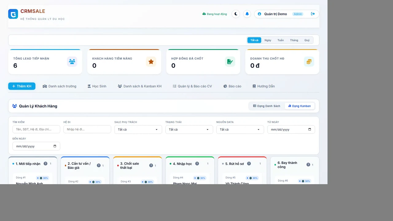 Pipeline Kanban CRMSALE