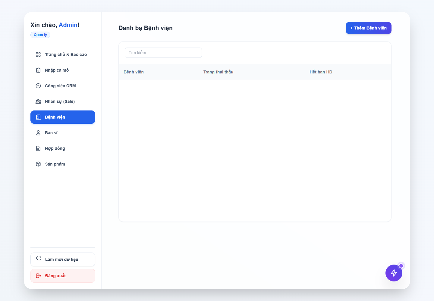 Danh bạ bệnh viện · Demo desktop