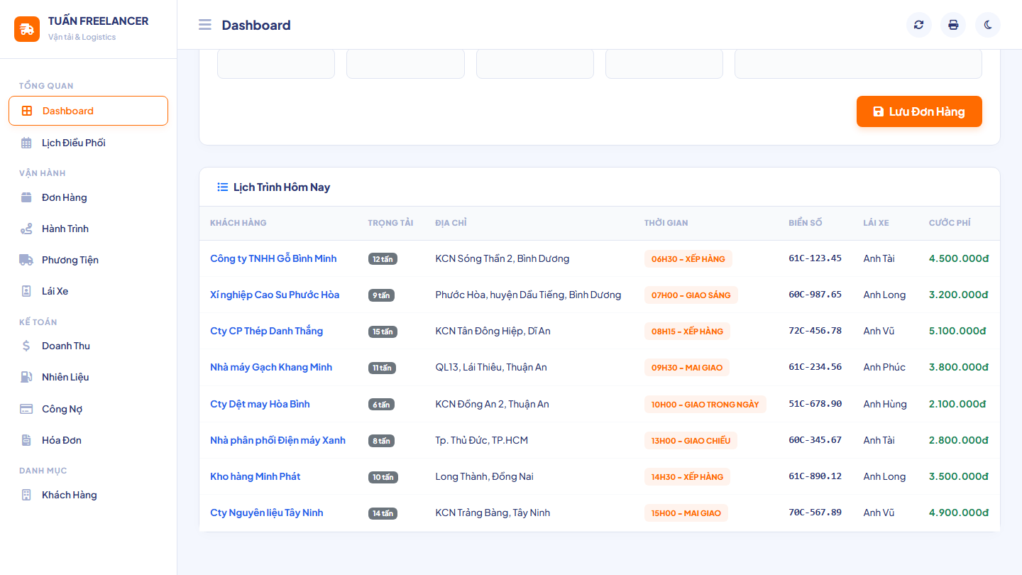 Phần Mềm Quản Lý Vận Tải Logistics - GAS Web App demo 2
