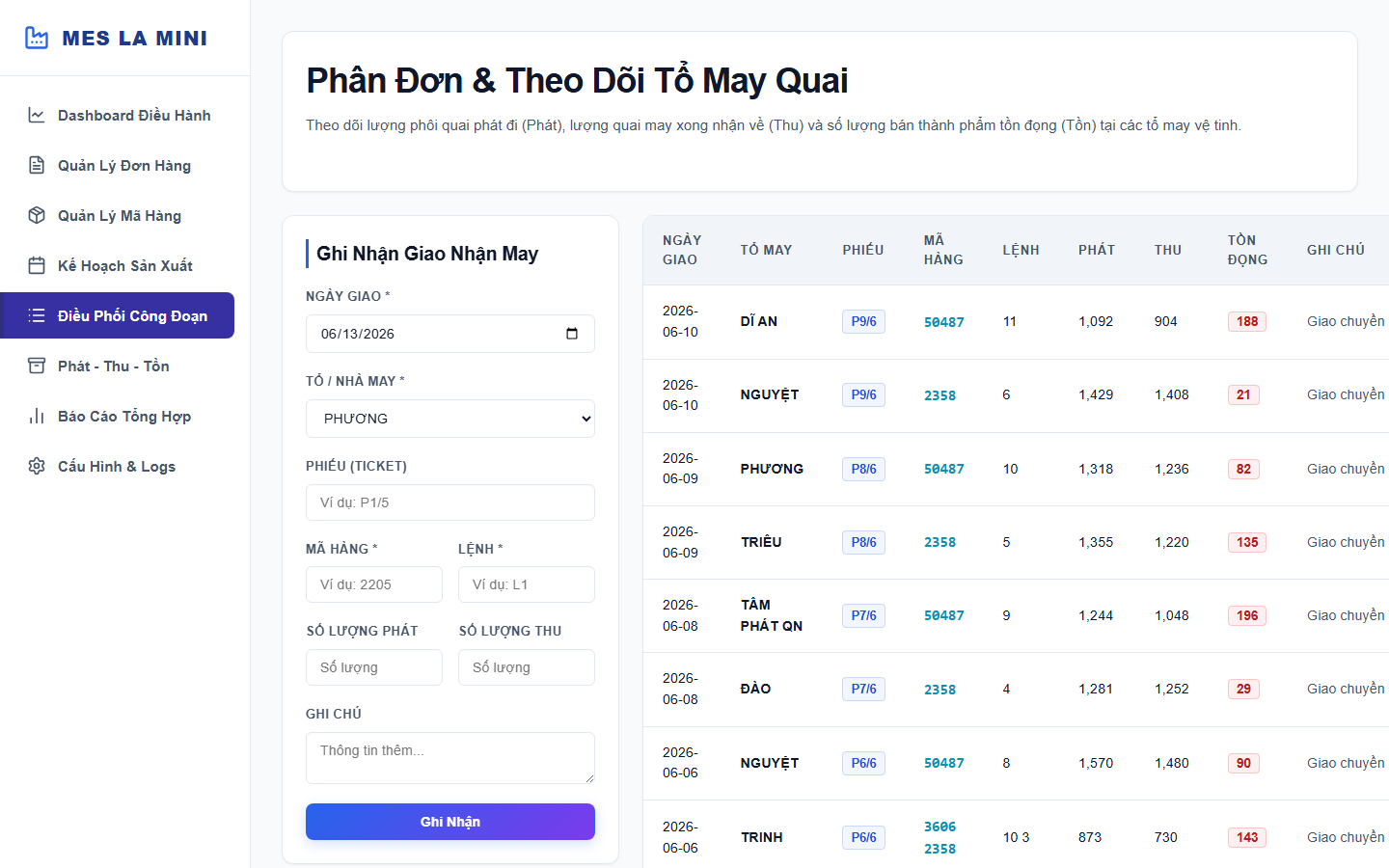 Phần Mềm Quản Lý Sản Xuất May Mặc MES - Hệ Thống Điều Hành Nhà Máy demo 3