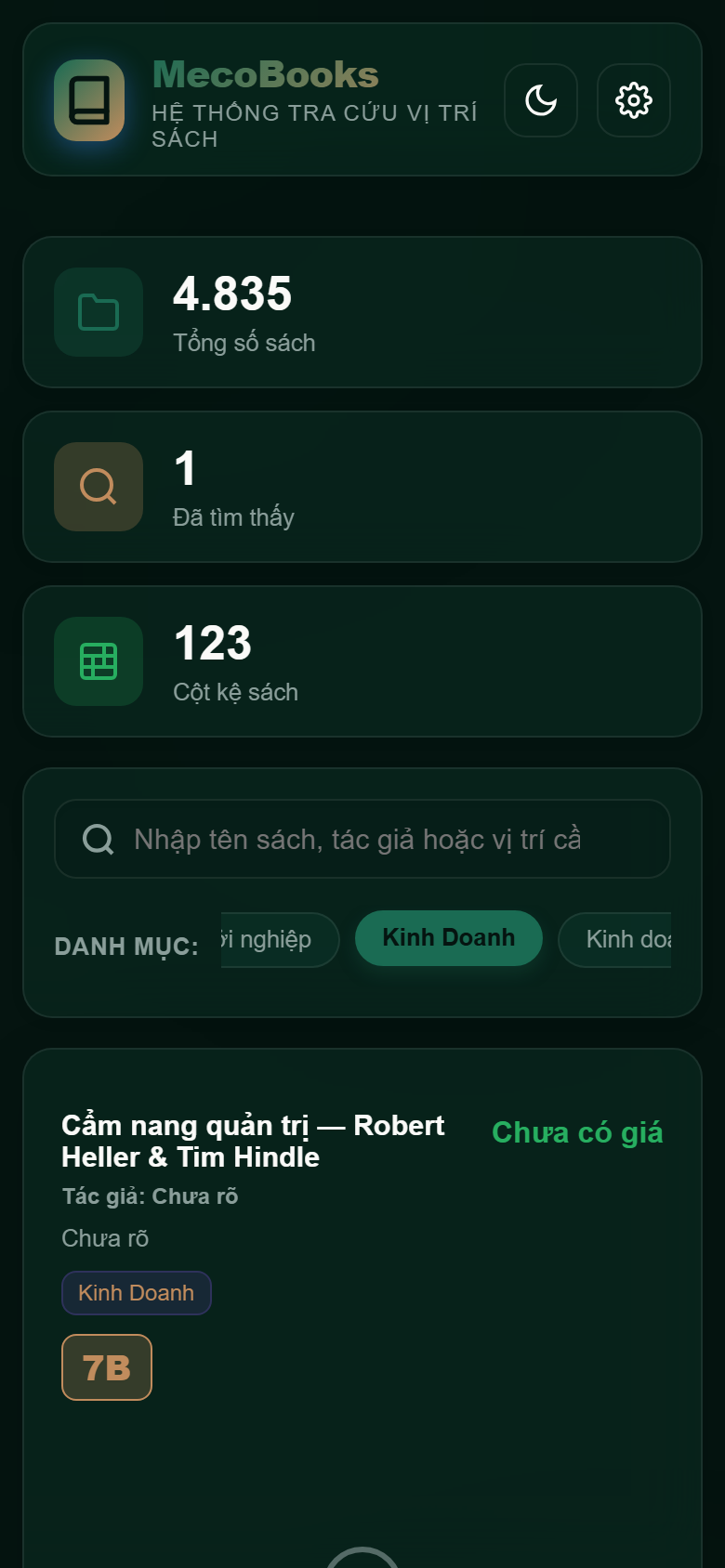 Mobile - Lọc danh mục