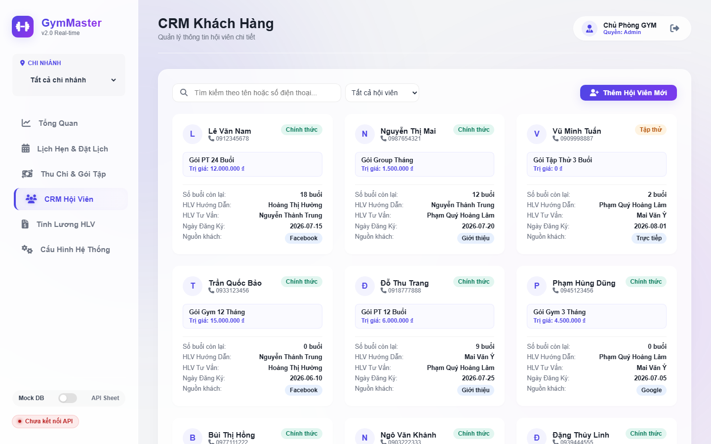 Web App GymMaster quản lý phòng tập demo 4
