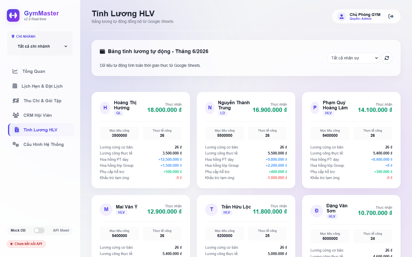Web App GymMaster quản lý phòng tập demo 5