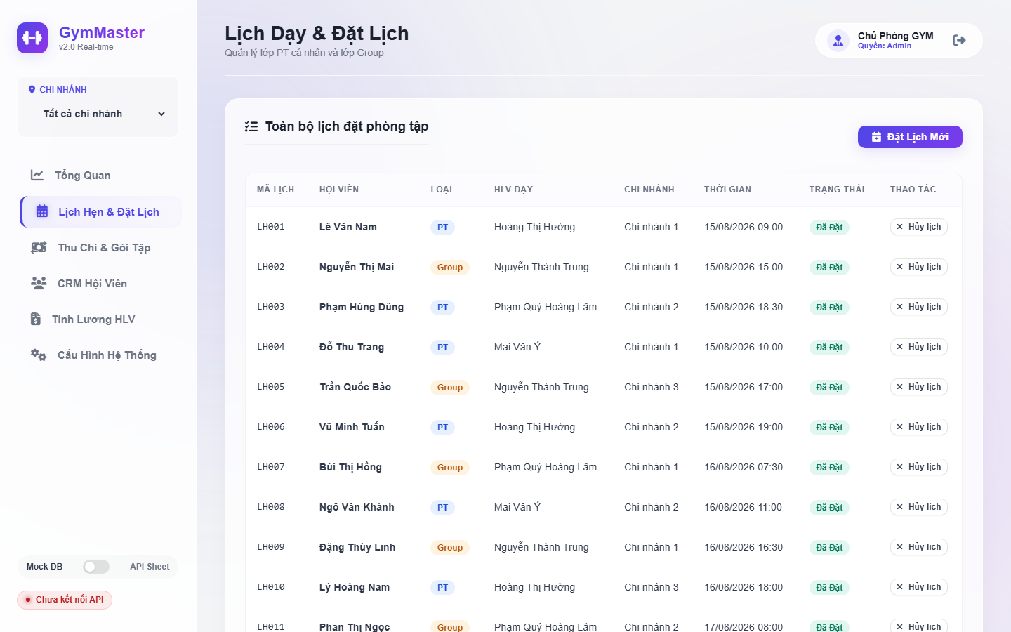 Web App GymMaster quản lý phòng tập demo 6