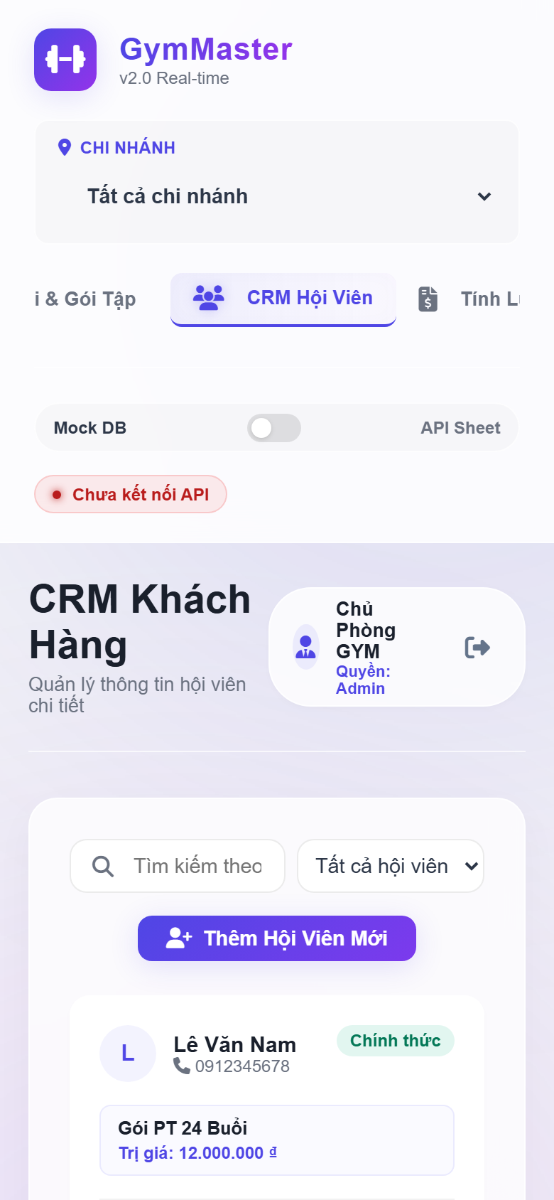 Web App GymMaster quản lý phòng tập demo 10