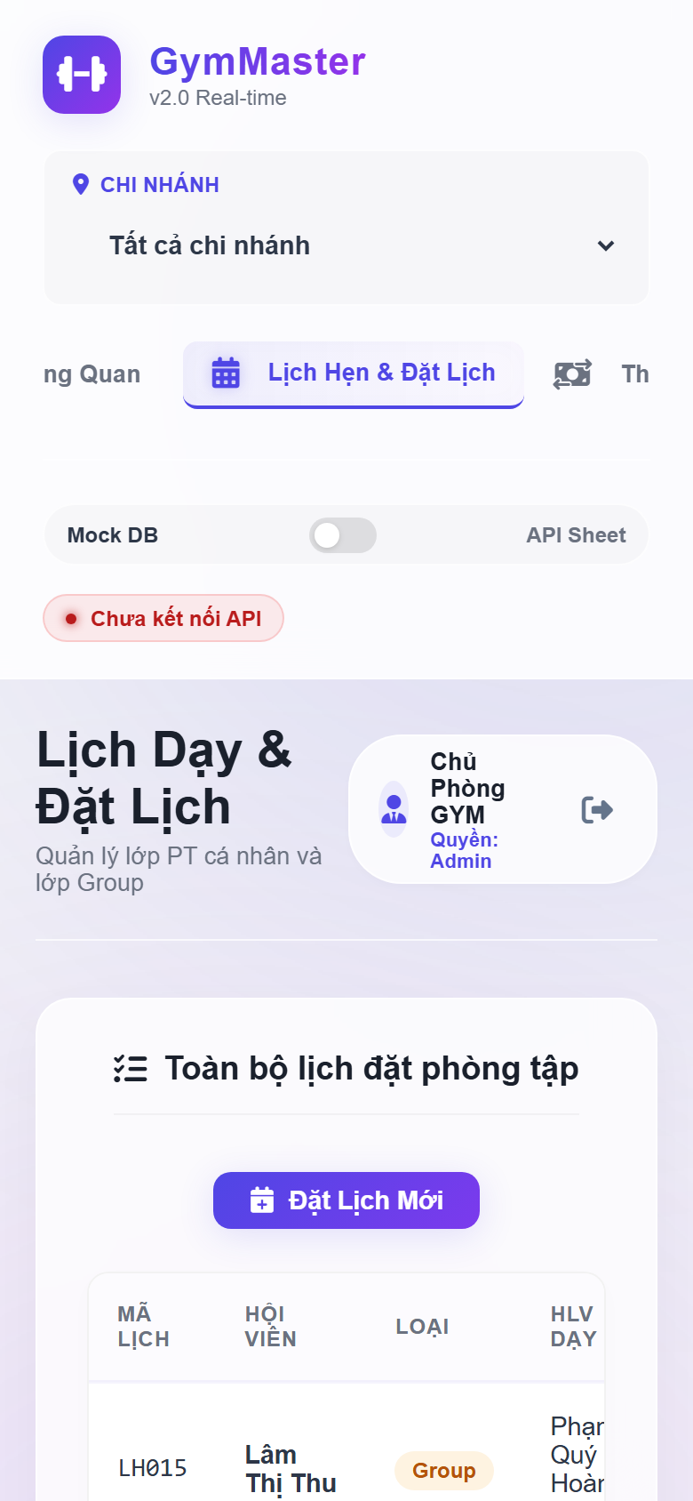 Web App GymMaster quản lý phòng tập demo 10