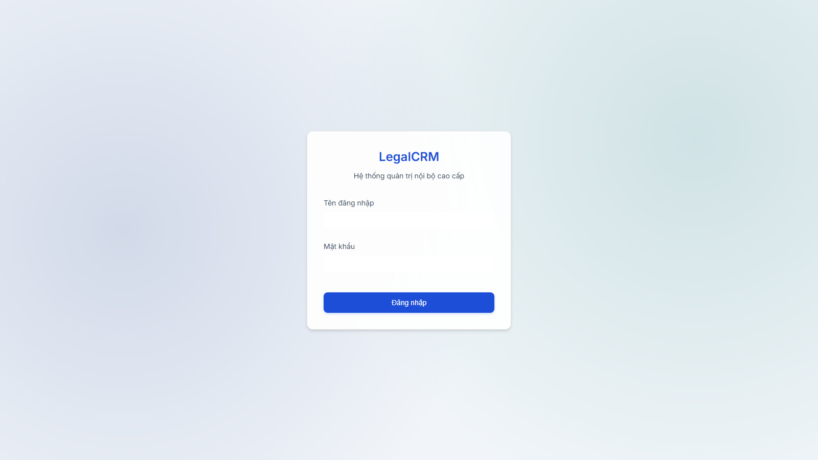 Phần Mềm Quản Lý Văn Phòng Luật Sư LegalCRM - React + Vite - Đăng nhập LegalCRM