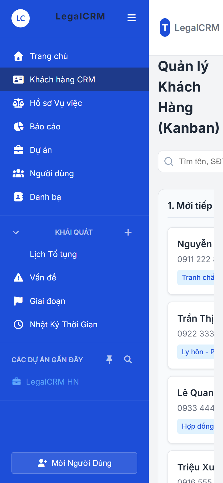 Mobile - Danh sách khách hàng